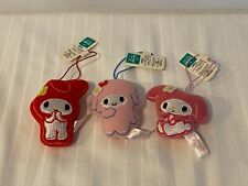 Vintage Sanrio My Melody Japan Plush Doll Strap Mascot Charm-2 Inch-SET of 3-NWT picture