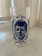 Vintage John F Kennedy JFK 1917-1963 Drinking Glass Tumbler Blue White picture