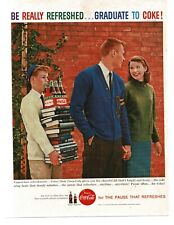 1959 Coca Cola Coke freshman carries books for senior & his girl funny Print Ad picture