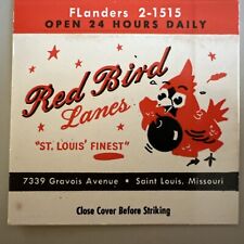 Vintage 1950s Red Bird Lanes St Louis Midcentury Bowling Alley Matchbook Cover picture