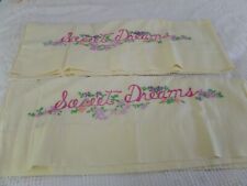 2 Vtg Embroidered pillowcases 