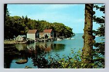 New Harbor ME-Maine, Fish Houses, Back Cove, Antique Vintage Souvenir Postcard picture