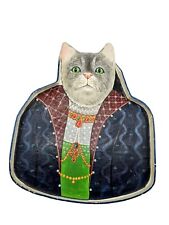 Royal Cat In Renaissance Clothes Wood And Paper Mache Tray Handcrafted OOAK 3D picture