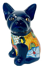 Mexican Pottery Talavera Dog French Bulldog Frenchie Animal Figure Folk Art picture