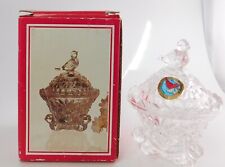 Hofbauer Byrdes Bird Lead Crystal  Footed  Small  Covered Trinket Dish VTG picture