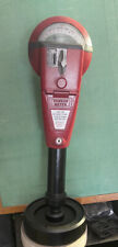 Vintage Red Duncan 60 Parking Meter And Key And Stand, Working picture