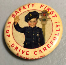Safety First Drive Safely Spanky Rascals Vintage Lapel Button Pin Badge Pinback picture
