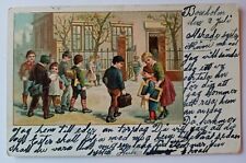 School Children Gathers In One Place Antique Posted Swedish Postcard Brefkort picture