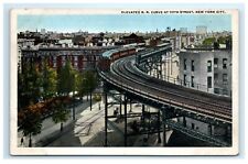 Vintage Postcard 1914 NY Train Elevated Railway Tracks Aerial City View New York picture