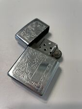 1991 Vintage Zippo Slim Lighter Chrome with Engraved Design picture