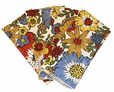 4 Vintage 70’s Linen Napkins Floral Flowers Colorful Bright Square 16” New Other picture