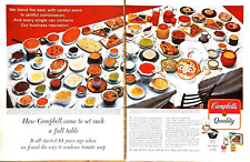 1962 Campbell's Soup Vintage Print Ad Table Full Of Colorful Food Dishes 2-Page picture