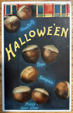 Antique Postcard Halloween Bizarre Anthropomorphic Chestnut People 1910 Scary picture