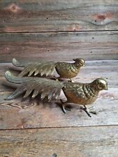 Vintage MCM Japan Brass Pheasant  Birds Pair Male Female 15 Inches Long picture