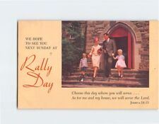 Postcard Rally Day Invitation Card with Bible Verse and Family Walking Picture picture
