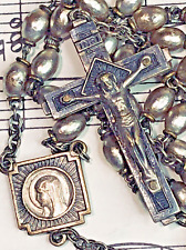 Antique Rosary, Relic Terra Delle Catacombe, ROMA, Metallic Pearlized Paint, 18