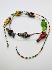 25” BEADED PARROT BIRD HAND PAINTED WOOD VERY CUTE NECKLACE HANDMADE picture