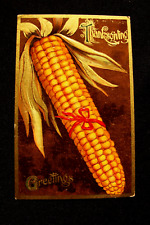 Unsigned Clapsaddle? Ear Of Corn w Ribbon Thanksgiving Gold Highlights Postcard picture