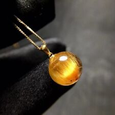Natural Gold Rutilated Quartz Crystal Wealthy Woman Pendant 11mm AAAA picture