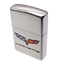 Corvette Zippo Racing Flag Lighter With Corvette flag Logo Polished Chrome 24553 picture