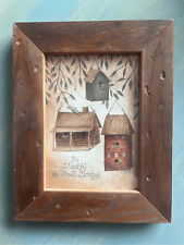Vintage L. Spivey Thankful Small Blessings Bird House Folk Art Framed Print Amer picture