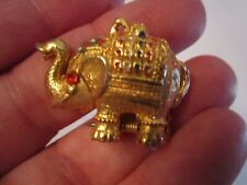 VINTAGE ELEPHANT FIGURINE - HEAVY METAL WITH CRYSTALS - BOX CC picture