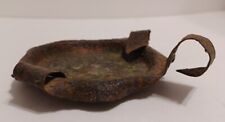 Vintage Primitive Small Hammered Metal Candleholder/ashtray Handmade w/ Patina picture