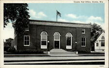 Post Office Oconto Wisconsin flag ~ 1920s vintage postcard picture