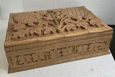 Jewelry Treasure Box With Secret Slide Intricately Carved Wooden Box 12x8x4 picture