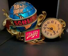 1976 Schlitz Beer Clock Cash Register Light Rotating Globe Sign Nice works picture