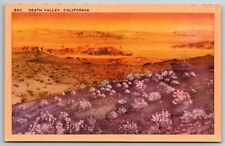 Sunset Colorful Death Valley California CA Orange Purple Vibrant View Postcard picture