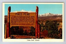 Colorado Springs CO-Colorado, Pikes Peak Marker on Highway, Vintage Postcard picture
