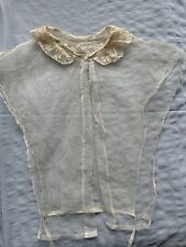 Superb French Antique Silk tulle Plastron Collar w. Handmade needle lace collar picture
