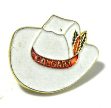 Vintage Calgary Alberta Canada Pin Cowboy Hat Enamel Travel Souvenir Hat Lapel picture