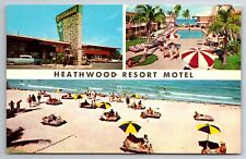 Chrome FL Postcard P551 Multi View Heathwood Resort Motel Miami Beach Pool Beach picture