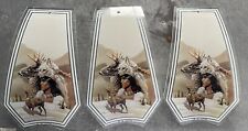 OK LIGHTING TOUCH LAMP REPLACEMENT GLASS 3 PANELS American Indian Deer Wildlife picture