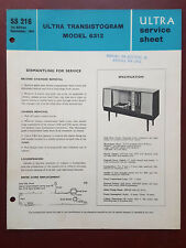 Ultra Transistogram Model 6312 - Ultra Service Sheet SS 216 - 8 Pages - B9877 picture