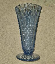 Vintage Indiana Glass Regal Blue Diamond Point Vase 8
