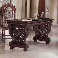 Hand-carved Solid Mahogany Antique Replica Gryphon Office Desk Furniture Art picture