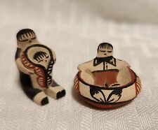 Vintage Native American Jemez Pueblo Pottery Mini Storyteller Figurine Signed MC picture