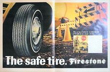 1968 Firestone 2 Page Vintage Print Ad The Safe Tire Construction Zone  picture