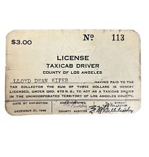 LOS ANGELES CHAUFFEUR TAXI CAB 1948 PROFESSIONAL DRIVERS LICENSE VINTAGE picture