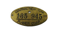 Rare Central New York Power Corp Brass Tool Check Machine Tag Vintage FOB G1 picture