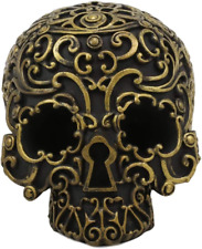 Ebros Royal Persian Black and Gold Keyhole Skull Statue 6