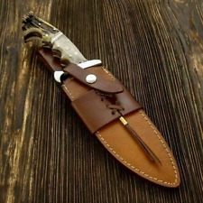 15'' Handcrafted D2 Steel Stag Antler Hunting Bowie Knife Premium Survival Gear picture