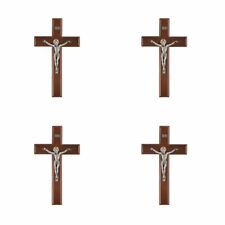 Walnut Finish Wood Catholic Saint Mark Wall Cross Crucifix, 4 Pack, 12 In picture
