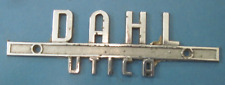 Vintage old metal automobile dealership name plate DAHL UTICA picture