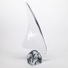 Large Clear Crystal Art Glass Sailboat Sculpture by Daum, France picture