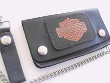 Harley Davidson leather Wallet Bar and Sheild with chain Never used been 1980's picture