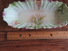 Vintage Silesien Germany Floral Print Porcelain Celery Dish Scalloped Edge Tray picture